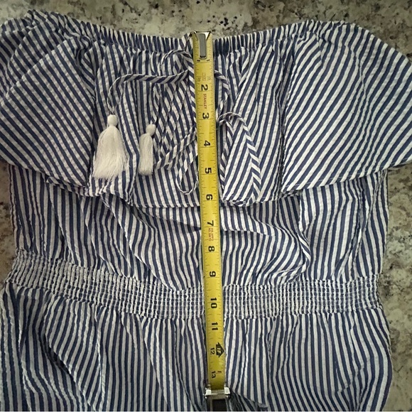 J Crew Ruffled Seersucker Striped Jumpsuit Beach Coverup in Size Medium - Picture 12 of 13